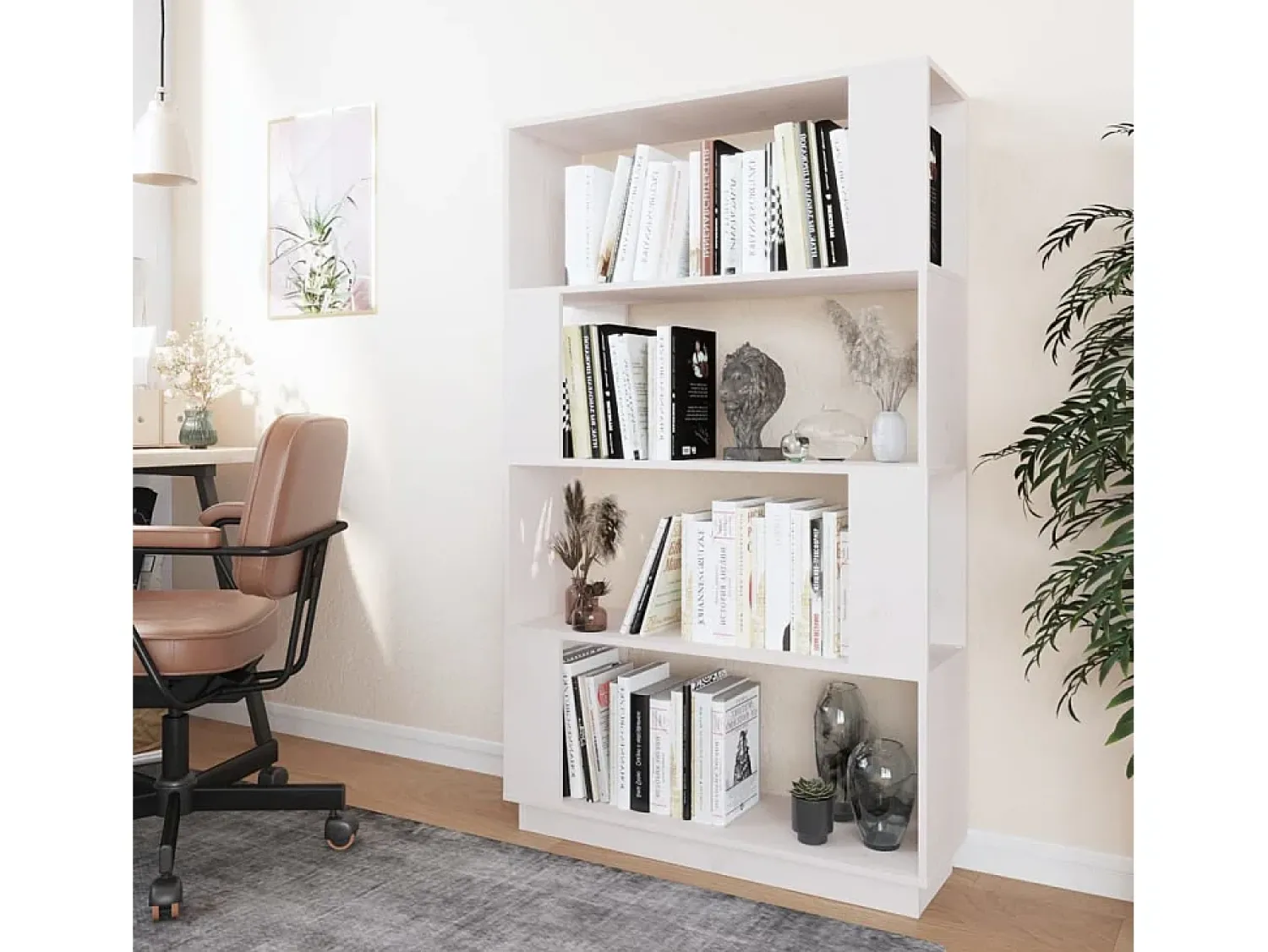Estante/divisória 80x25x132 cm pinho maciço PT942335 Branco