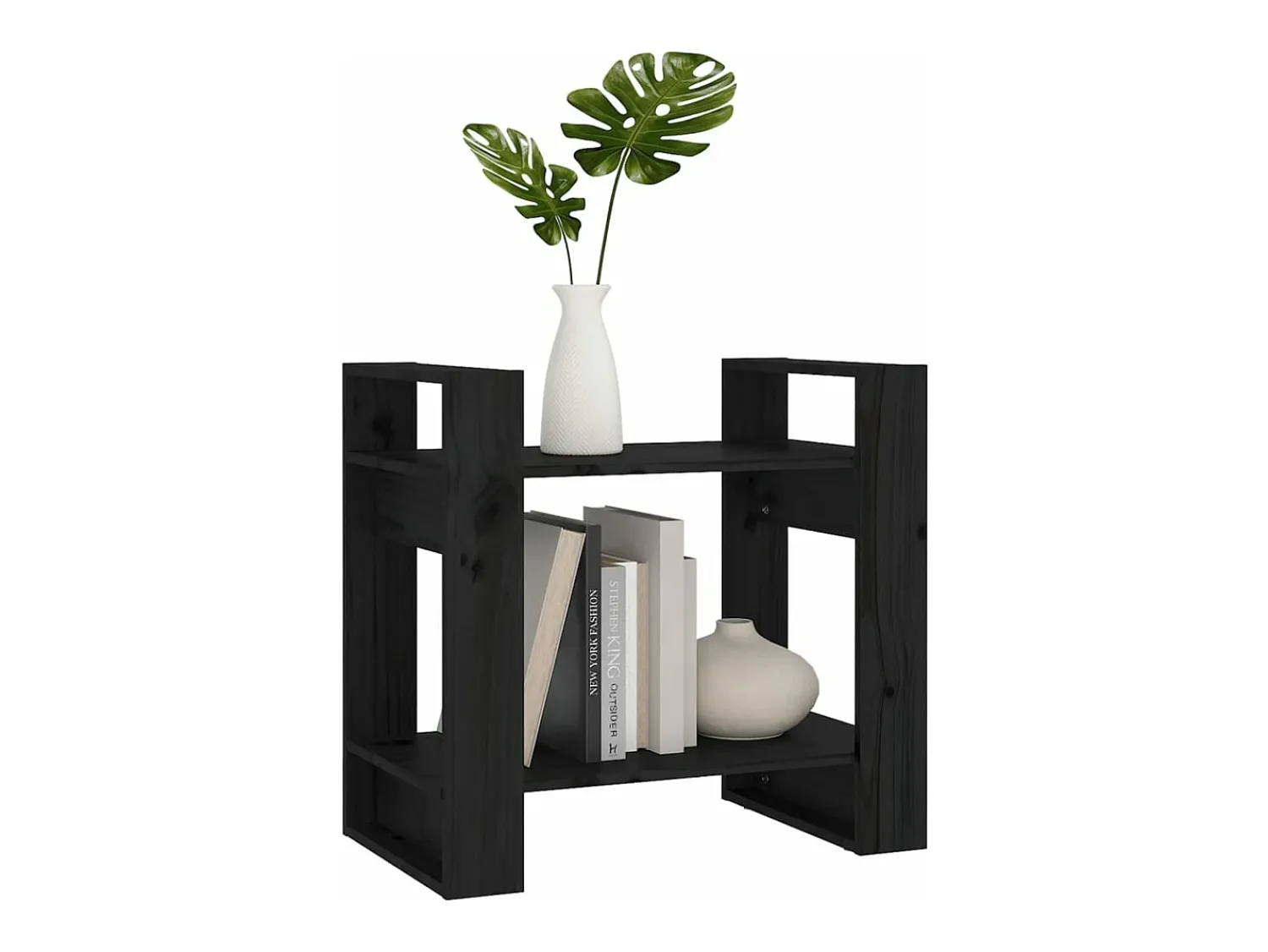 Outlet vidaxl Estante/divisória 60x35x57 cm pinho maciço Preto