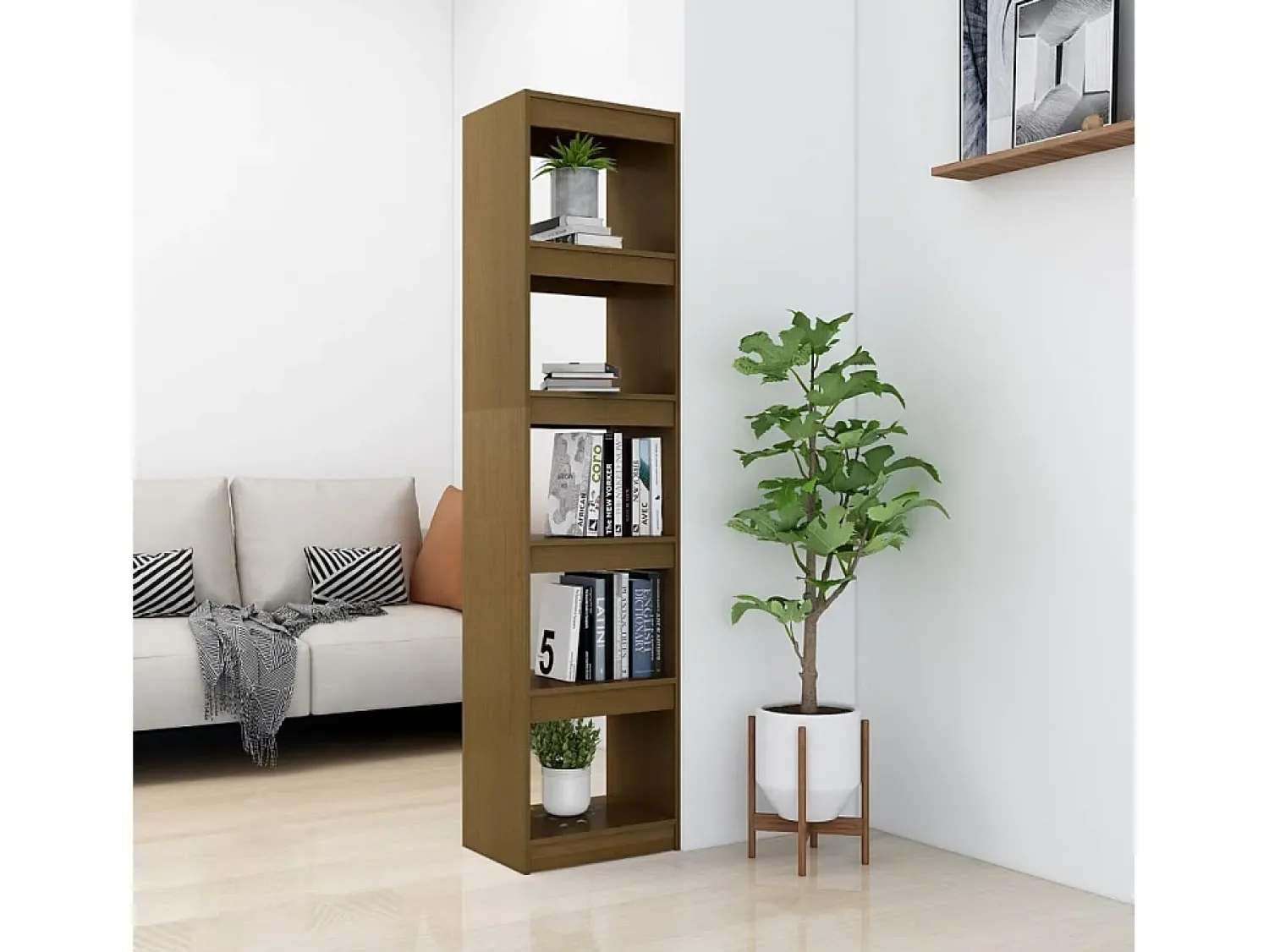 Biblioteca* Estante/divisória 40x30x167,5 cm pinho maciço mel PT283347 Castanho