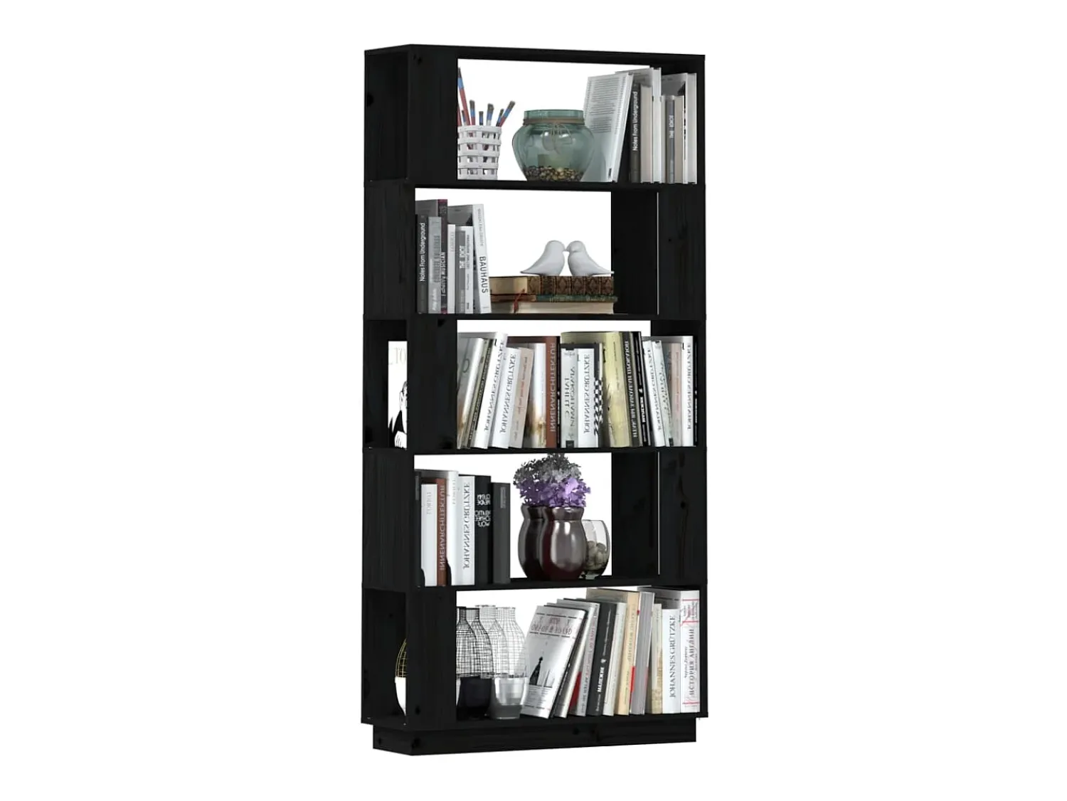 Biblioteca* Estante/divisória 80x25x163,5 cm pinho maciço PT989838 Preto