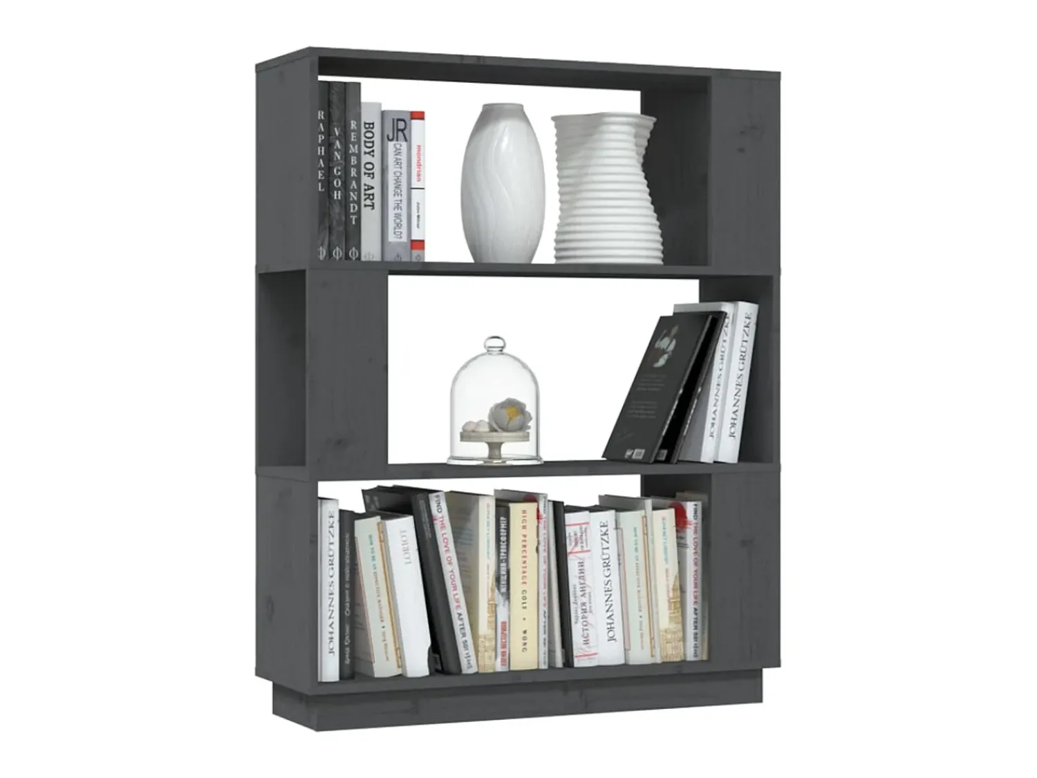 Biblioteca| Estante/divisória 80x25x101 cm pinho maciço cinza PT397667 Cinzento