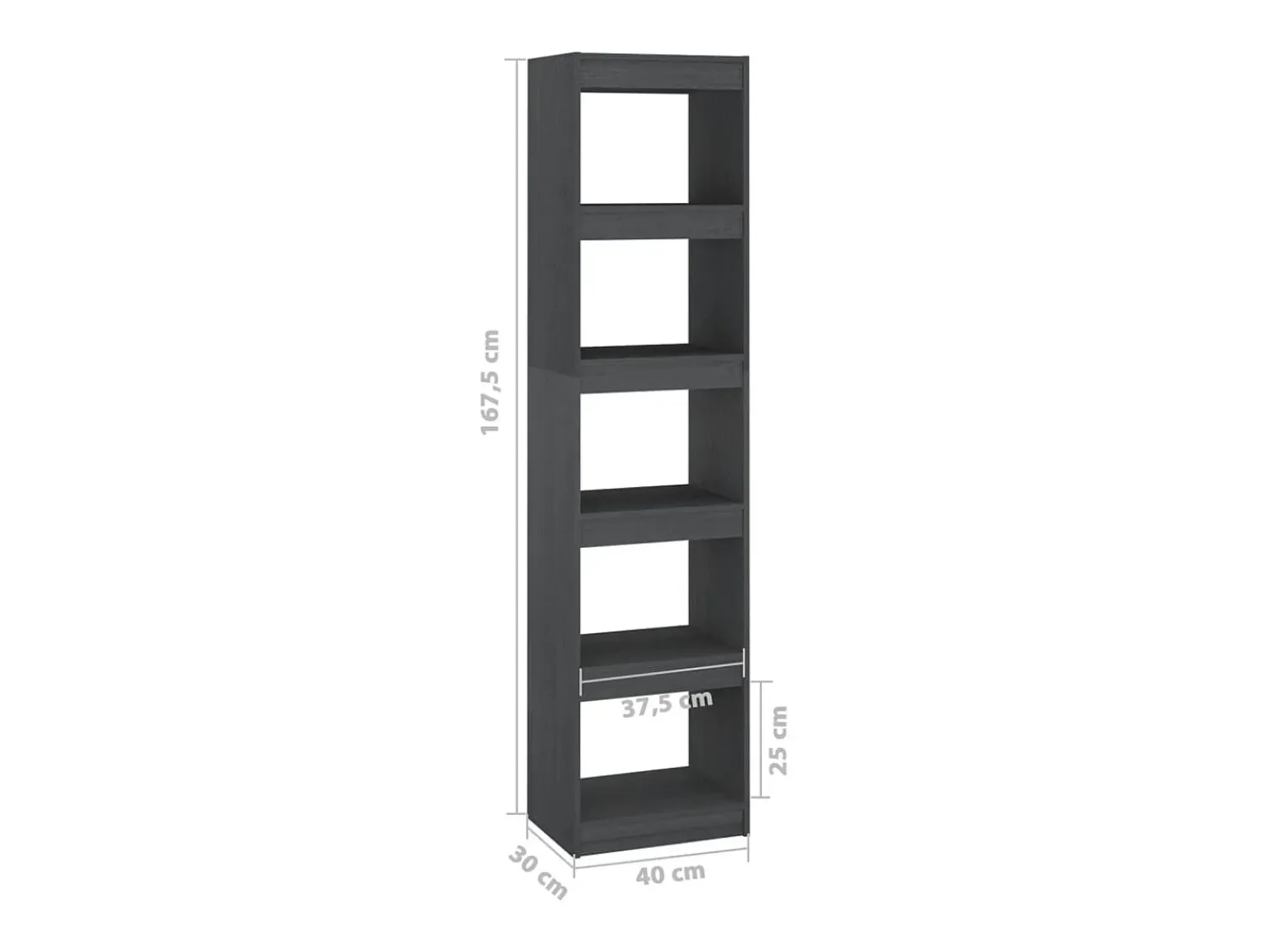 vidaxl Estante/divisória 40x30x167,5 cm pinho maciço^ Prateleira