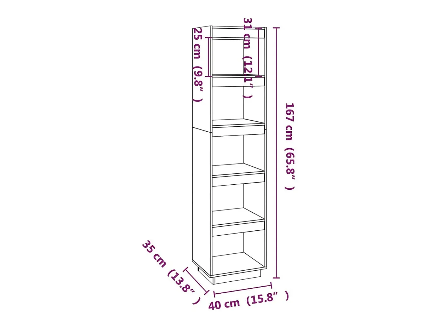 vidaxl Estante/divisória 40x35x167 cm pinho maciço^ Prateleira