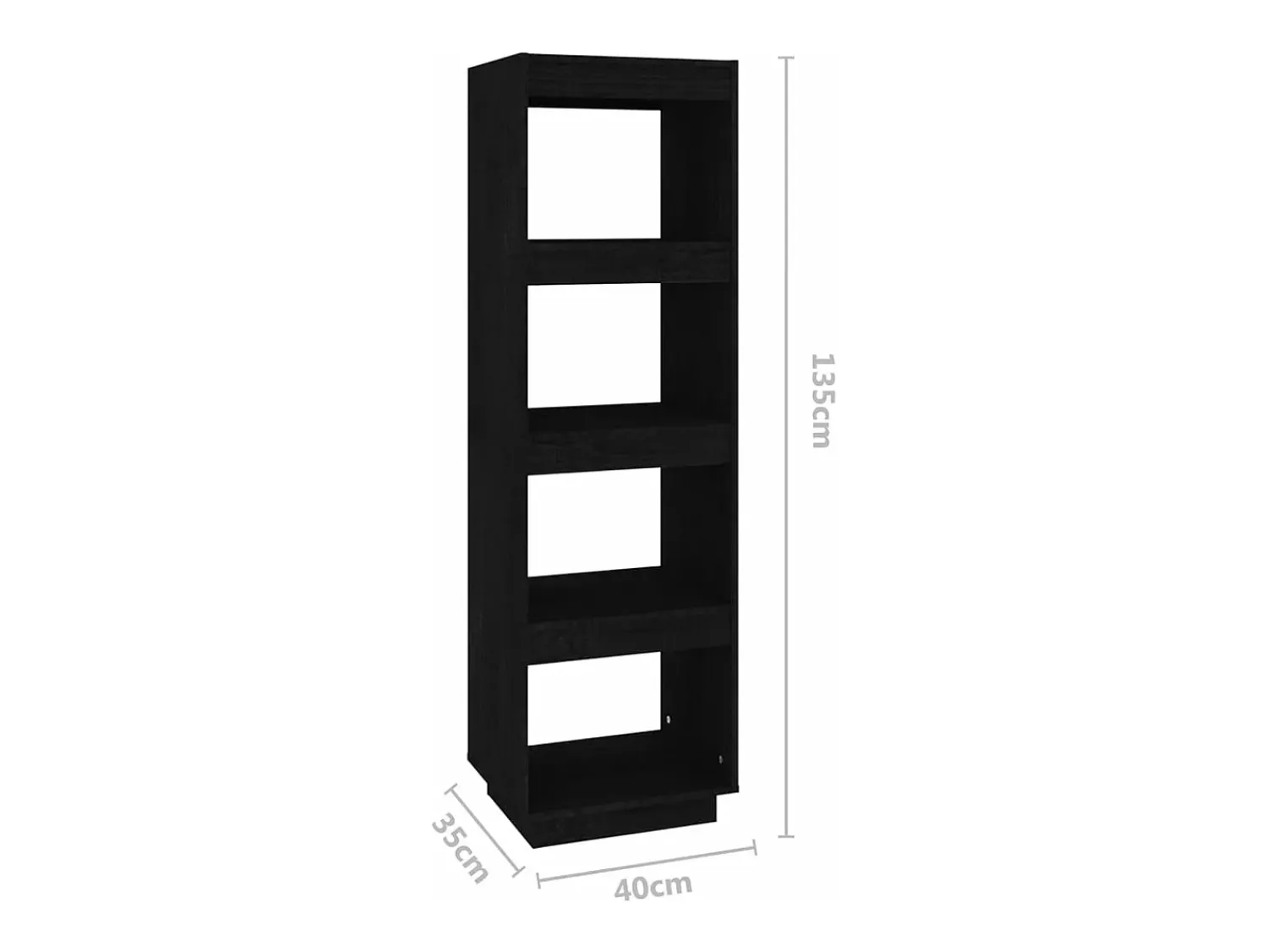 Prateleira*vidaxl Estante/divisória 40x35x135 cm pinho maciço Preto