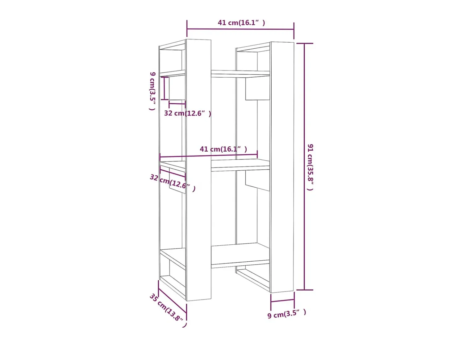 Prateleira*vidaxl Estante/divisória 41x35x91 cm pinho maciço Branco