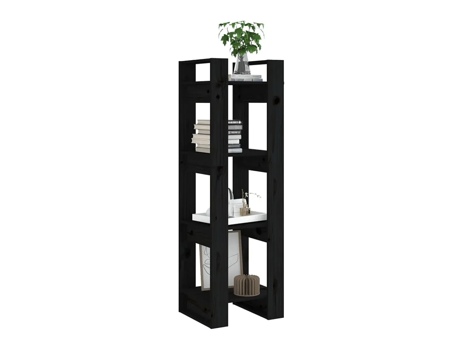 Biblioteca| Estante/divisória 41x35x125 cm pinho maciço PT609837 Preto