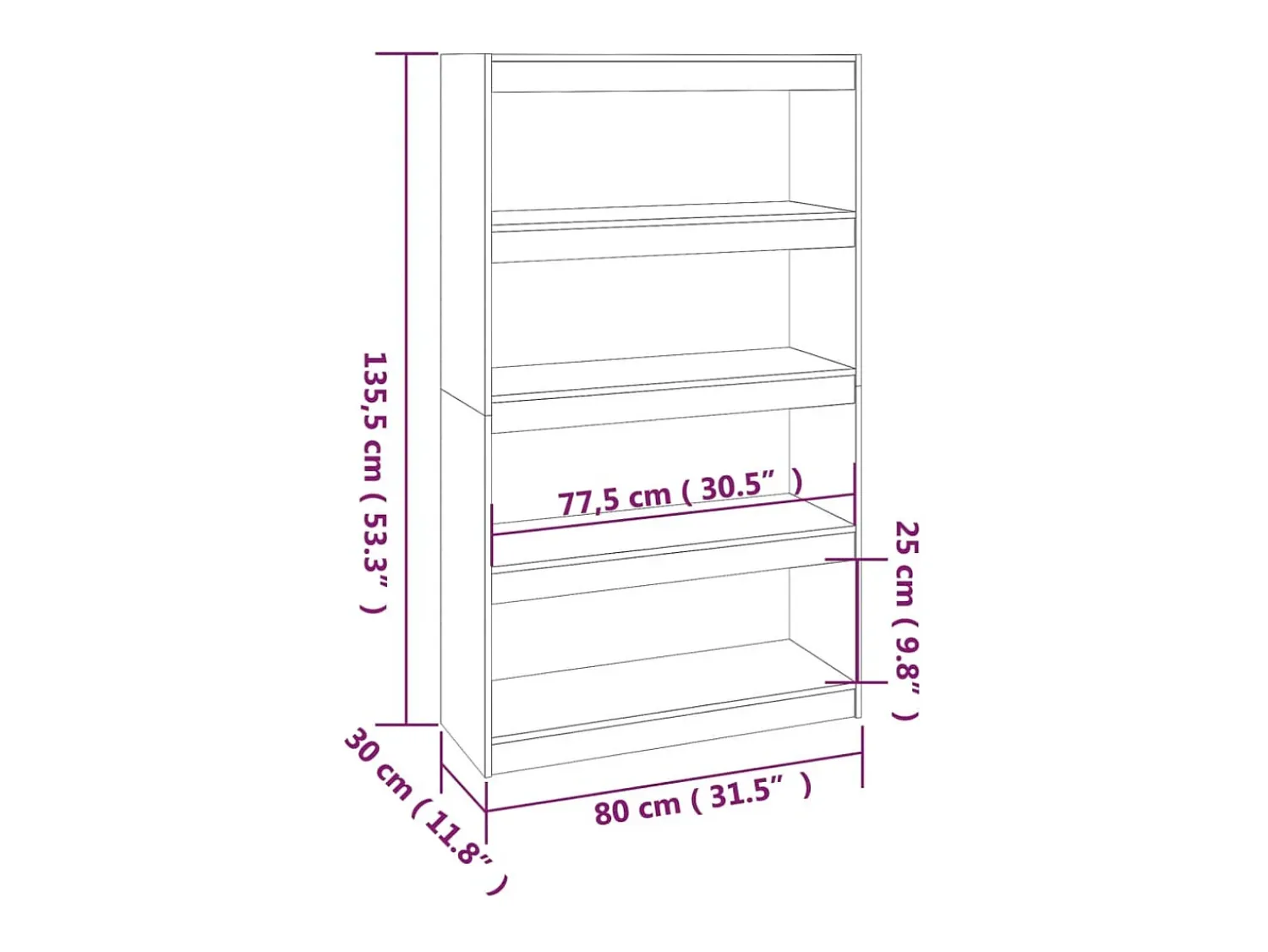 Prateleira*vidaxl Estante/divisória 80x30x135,5 cm pinho maciço mel Castanho