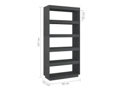 Discount vidaxl Estante/divisória 80x35x167 cm pinho maciço Cinzento