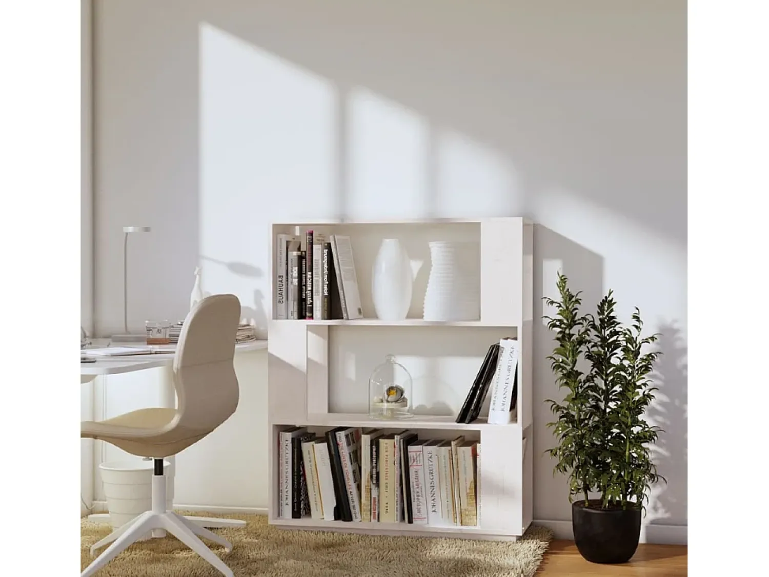 Biblioteca| Estante/divisória 80x25x101 cm pinho maciço PT506300 Branco