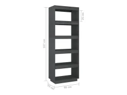 Sale vidaxl Estante/divisória 60x35x167 cm pinho maciço Cinzento