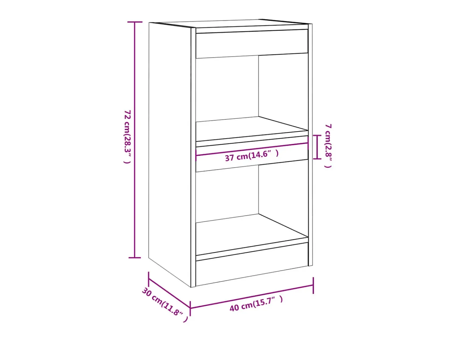 Vitrina*vidaxl Estante/divisória 40x30x72 cm Preto