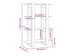 vidaxl Estante/divisória 80x30x123,5 cm^ Prateleira