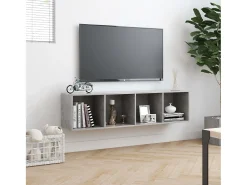 Estante/móvel de TV 143x30x36 cm contraplacado cimento PT241207^ Biblioteca