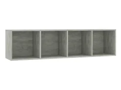Estante/móvel de TV 143x30x36 cm contraplacado cimento PT241207^ Biblioteca