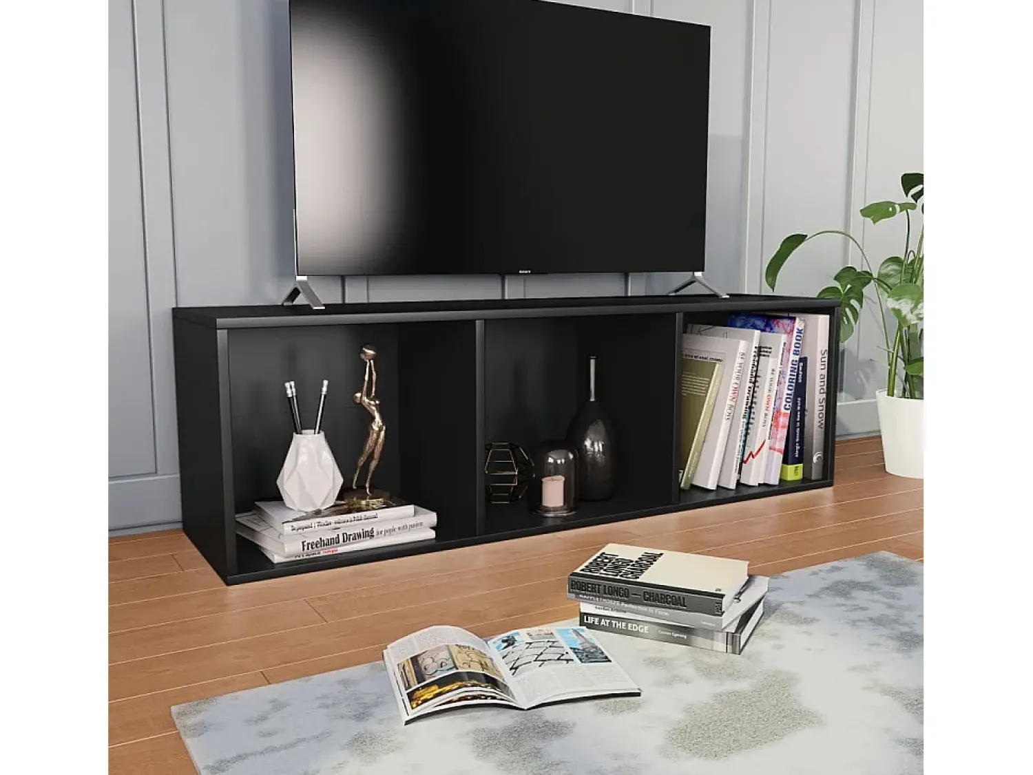 Biblioteca|vidaxl Estante/móvel de TV 36x30x114 cm contraplacado Preto