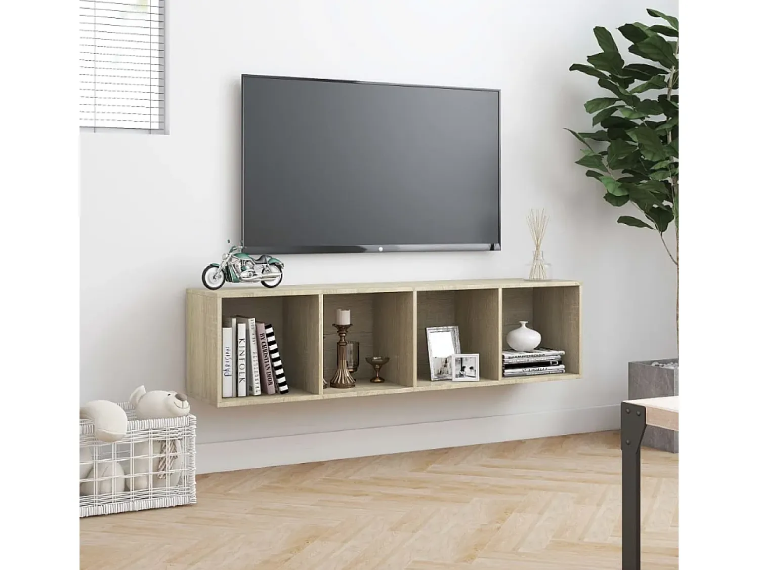 Estante/móvel de TV 143x30x36 cm contraplacado carvalho sonoma PT654435 Castanho