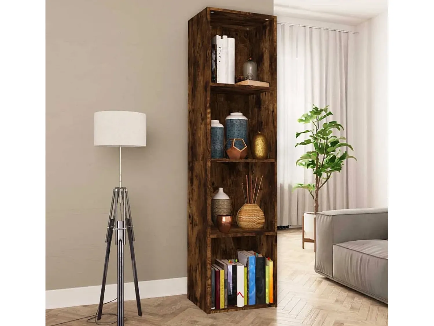 Discount Estante/Móvel de TV 36x30x143 cm madeira proc. carvalho fumado PT126964 Castanho