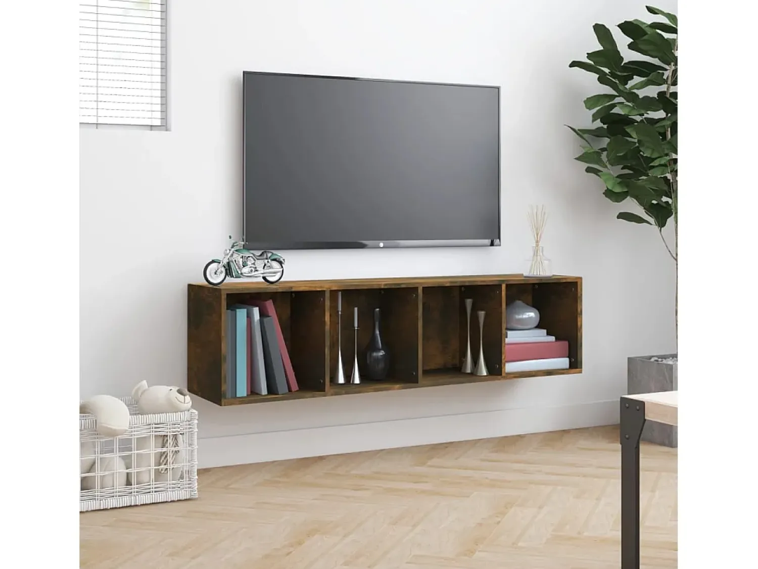 Hot Estante/móvel TV 143x30x36 cm derivados madeira carvalho fumado PT575117 Castanho