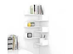 Prateleira| Estantes canto p/ parede 2pcs 40x40x50cm deriv. madeira PT243479 Branco