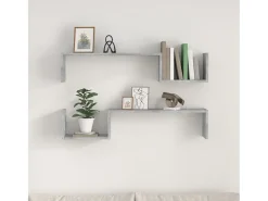 Prateleira* Estantes de parede 2 pcs derivados de madeira cinza cimento PT577407 Cinzento