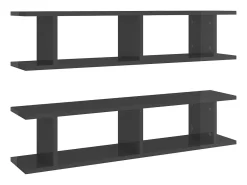 Prateleira| Estantes de parede 2 pcs derivados de madeira cinza brilhante PT428293 Cinzento