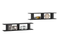 Prateleira| Estantes de parede 2 pcs derivados de madeira cinza brilhante PT428293 Cinzento