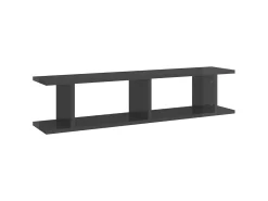 Prateleira| Estantes de parede 2 pcs derivados de madeira cinza brilhante PT428293 Cinzento