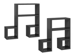 Prateleira* Estantes de parede 2 pcs derivados de madeira cinza brilhante PT690242 Cinzento