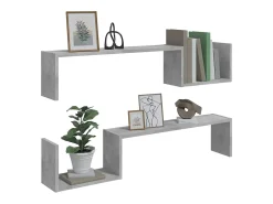 Outlet vidaxl Estantes de parede 2 pcs derivados de madeira cinza cimento Cinzento