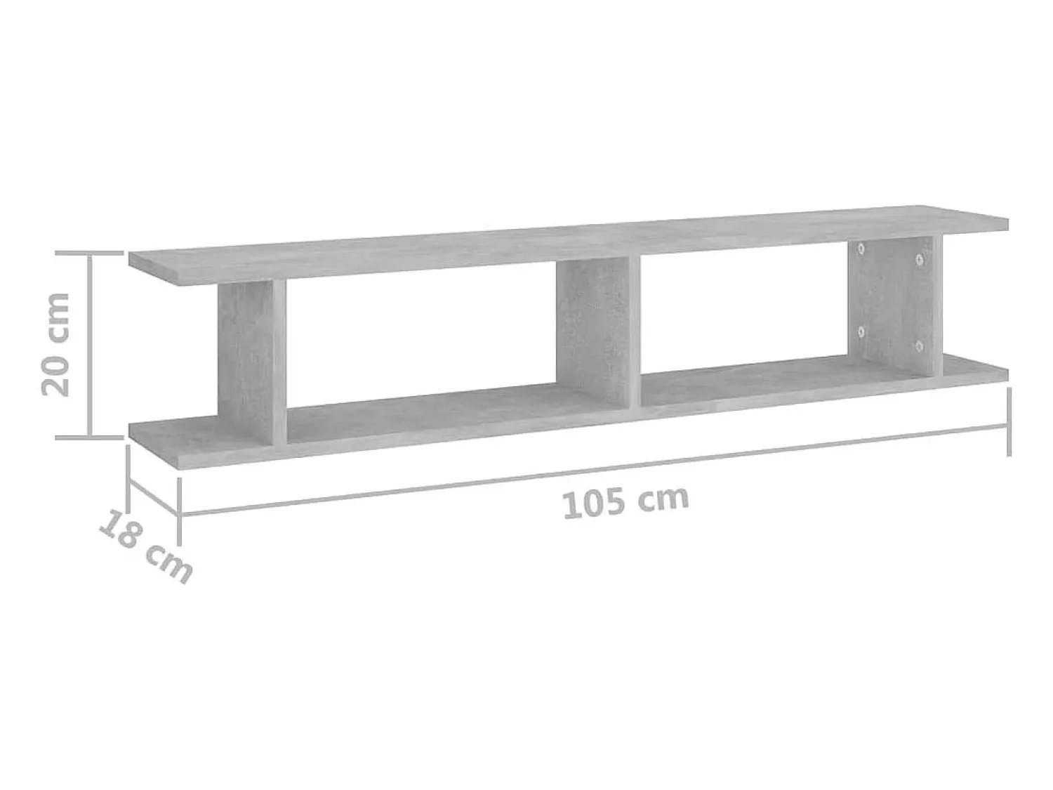 Online vidaxl Estantes de parede 2 pcs 105x18x20cm contrapl. cimento Cinzento
