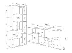 Skraut Home Estantes de prateleiras , 162x67x31cm, Sala de jantar, e Carvalho escuro^ Prateleira