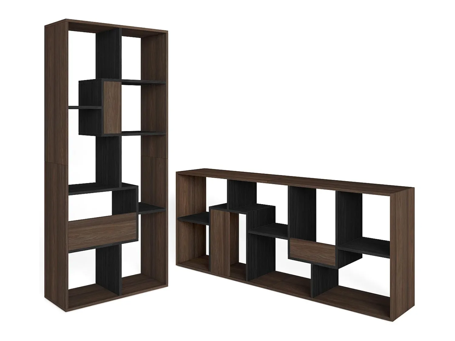 Prateleira|Skraut Home Estantes de prateleiras , 162x67x31cm, Sala de jantar, Carvalho escuro e Preto Castanho