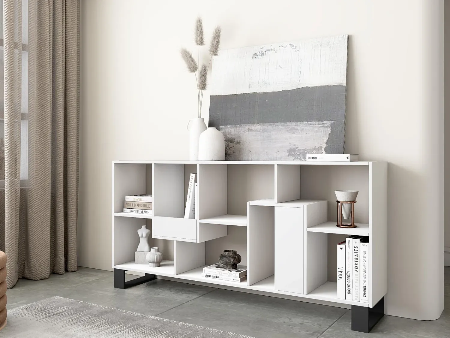 Prateleira|Skraut Home Estantes de prateleiras , 174x67x31, Design industrial, Branco