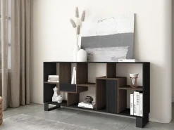 Prateleira|Skraut Home Estantes de prateleiras , 174x67x31, Design industrial, e Carvalho escuro Preto