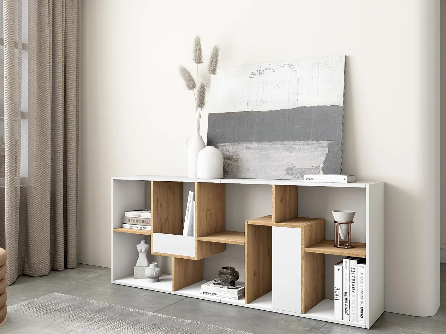 Skraut Home Estantes de prateleiras , 162x67x31cm, Sala de jantar, e Carvalho^ Prateleira