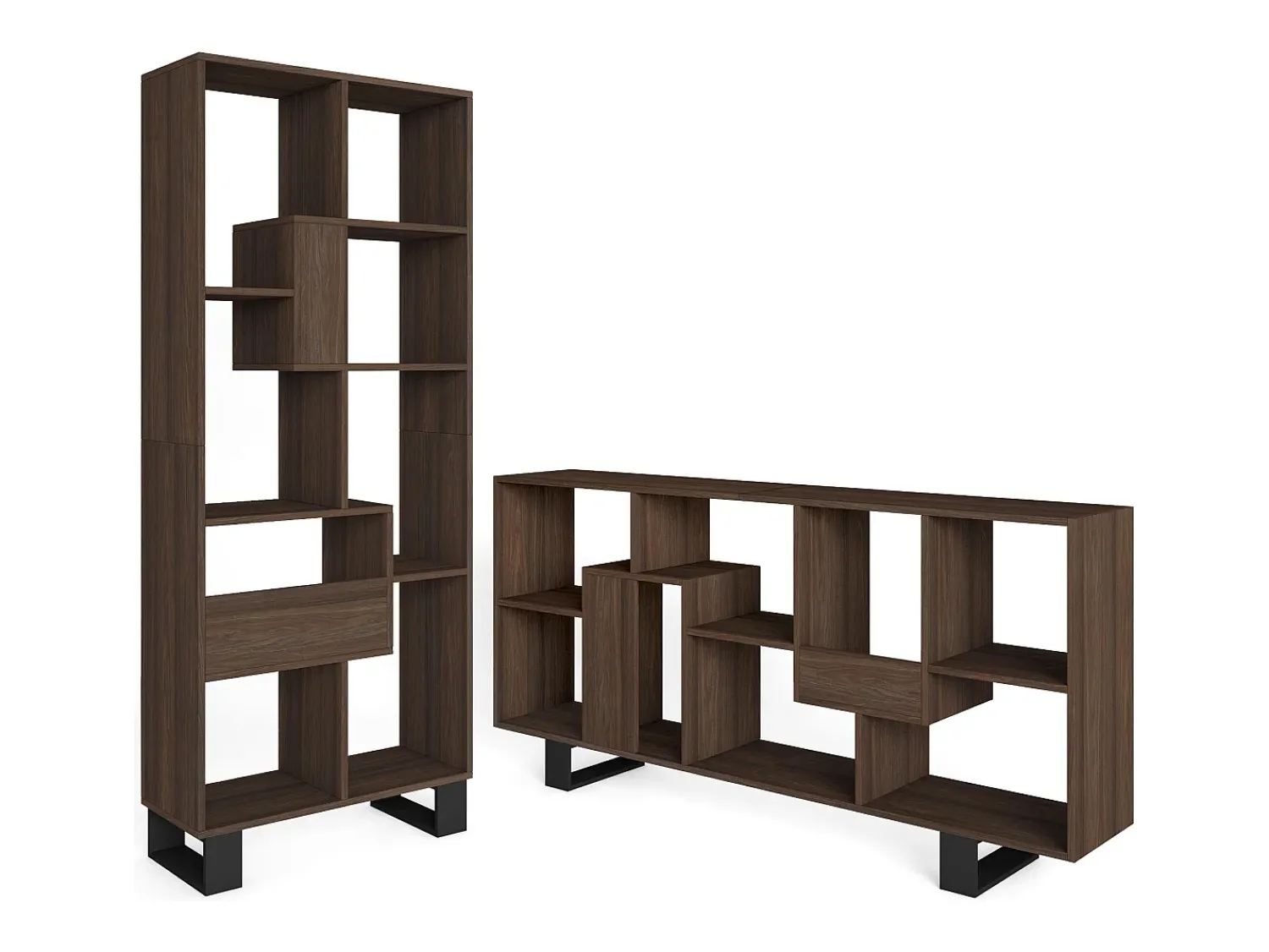 Skraut Home Estantes de prateleiras , 174x67x31, Design industrial, Carvalho escuro^ Prateleira