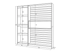 Hot Skraut Home Estantes de prateleiras, 170x25x186cm, Sala de estar - Escritório, Lareira eléctrica, Carvahlo e preto Natural claro