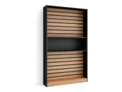 Biblioteca|Skraut Home Estantes de prateleiras, 110x25x186cm, Sala de estar - Escritório, Sala de jantar, Carvahlo e preto Natural claro