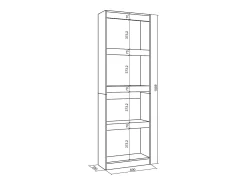Biblioteca|Skraut Home Estantes de prateleiras, 60x25x186cm, Sala de estar - Escritório, Sala de jantar, Carvahlo e preto Natural claro