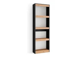 Biblioteca|Skraut Home Estantes de prateleiras, 60x25x186cm, Sala de estar - Escritório, Sala de jantar, Carvahlo e preto Natural claro