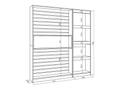 Skraut Home Estantes de prateleiras, 170x25x186cm, Sala de estar - Escritório, Lareira eléctrica, Carvahlo e preto^ Biblioteca
