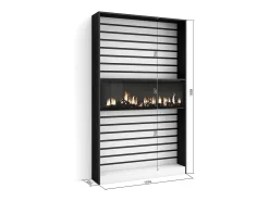 Biblioteca*Skraut Home Estantes de prateleiras, 110x25x186cm, Sala de estar - Escritório, Lareira eléctrica, e preto Branco