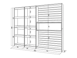 Skraut Home Estantes de prateleiras, 230x25x186cm, Sala de estar - Escritório, Sala de jantar, Carvahlo e preto^ Biblioteca