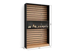 Biblioteca|Skraut Home Estantes de prateleiras, 110x25x186cm, Sala de estar - Escritório, Lareira eléctrica, Carvahlo e preto Natural claro