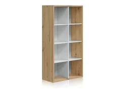 Outlet duehome Estantes Dess Blanco Artik (Blanco Mate) - Roble Nodi Cinzento