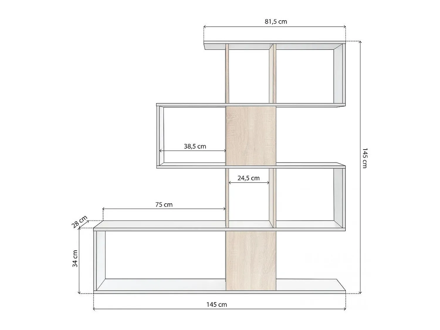 duehome Estantes Domi Blanco Artik (Blanco Mate) - Roble Canadian^ Prateleira