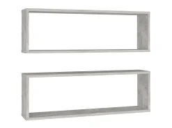 Discount Estantes parede cúbicas 2pcs derivados de madeira cinza cimento PT121851 Cinzento