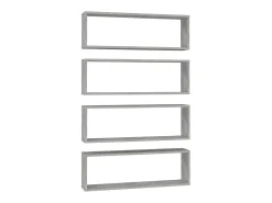 Estantes parede cúbicas 4pcs derivados de madeira cinza cimento PT242967 Cinzento