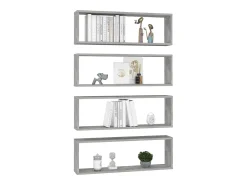 Estantes parede cúbicas 4pcs derivados de madeira cinza cimento PT242967 Cinzento
