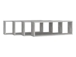 Estantes parede cúbicas 4pcs derivados de madeira cinza cimento PT242967 Cinzento